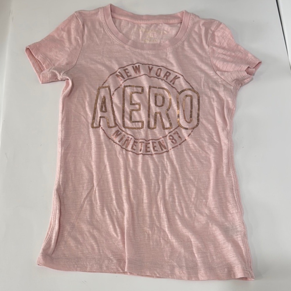 Aeropostale Pink Graphic Tee M